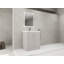 Meuble-lavabo autoportant de 30 po avec lavabo en résine blanche et 2 portes d'armoire à fermeture en douceur