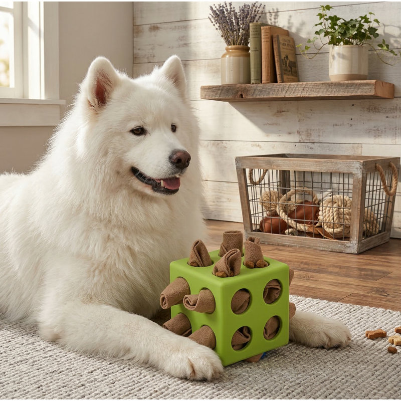 Jeu interactif d'enrichissement pour chien Snuffle Cube