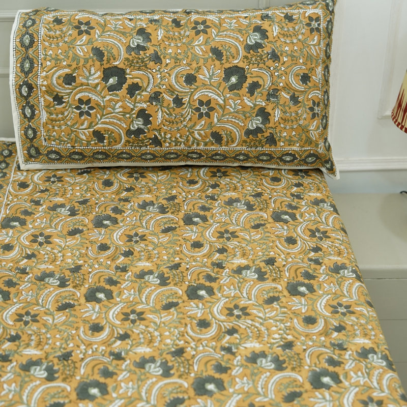 Fabdivine Pure Cotton Bedsheet Set – Handmade Bedsheet with Matching Pillow Covers – Premium Bedding, Kundanvan,