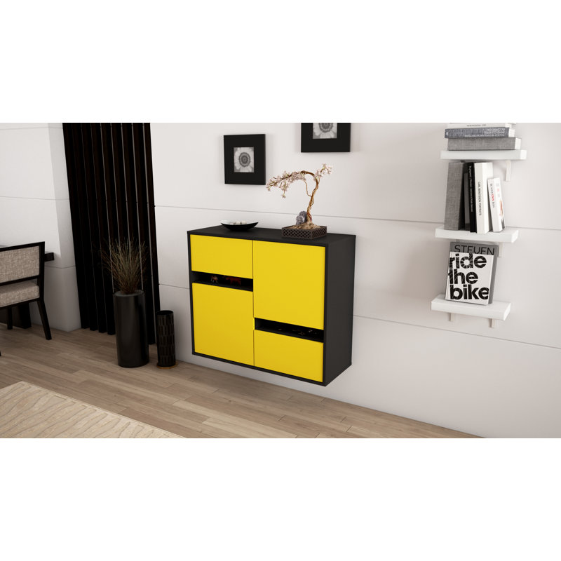 Schulman 92cm Sideboard, Anthracite/Yellow