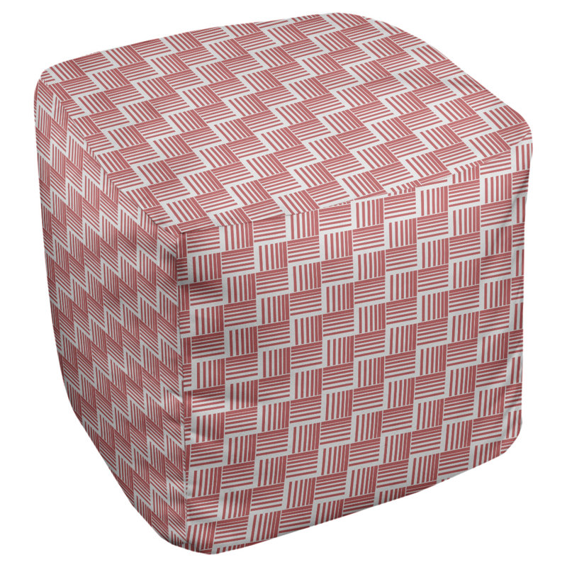 Repose-pieds cubique à rayures classic basketweave, Rouge / Mauve