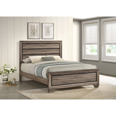Grand lit à panneau Brookes en bois taupe délavé