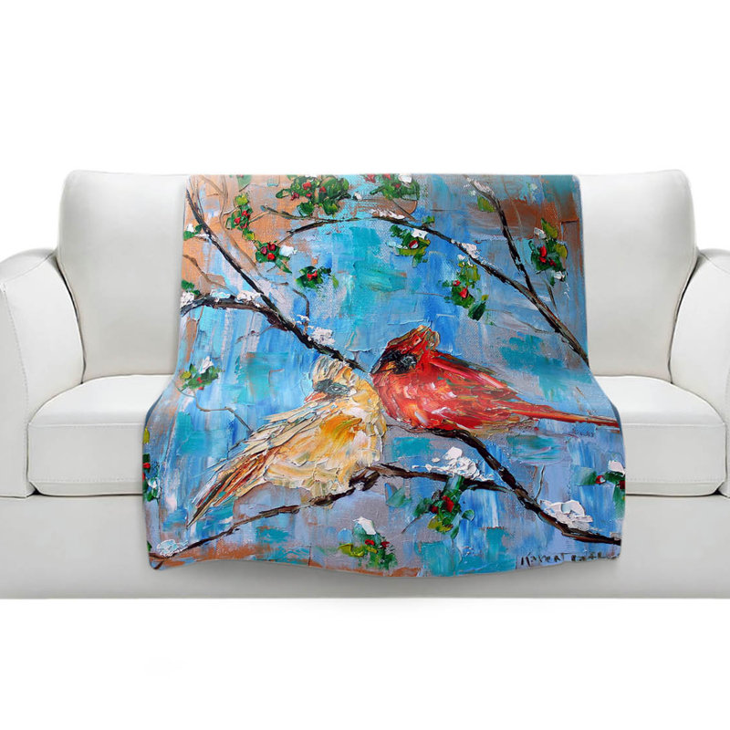 Couverture sherpa douce 2 cardinals, l 51 po x L 60 po