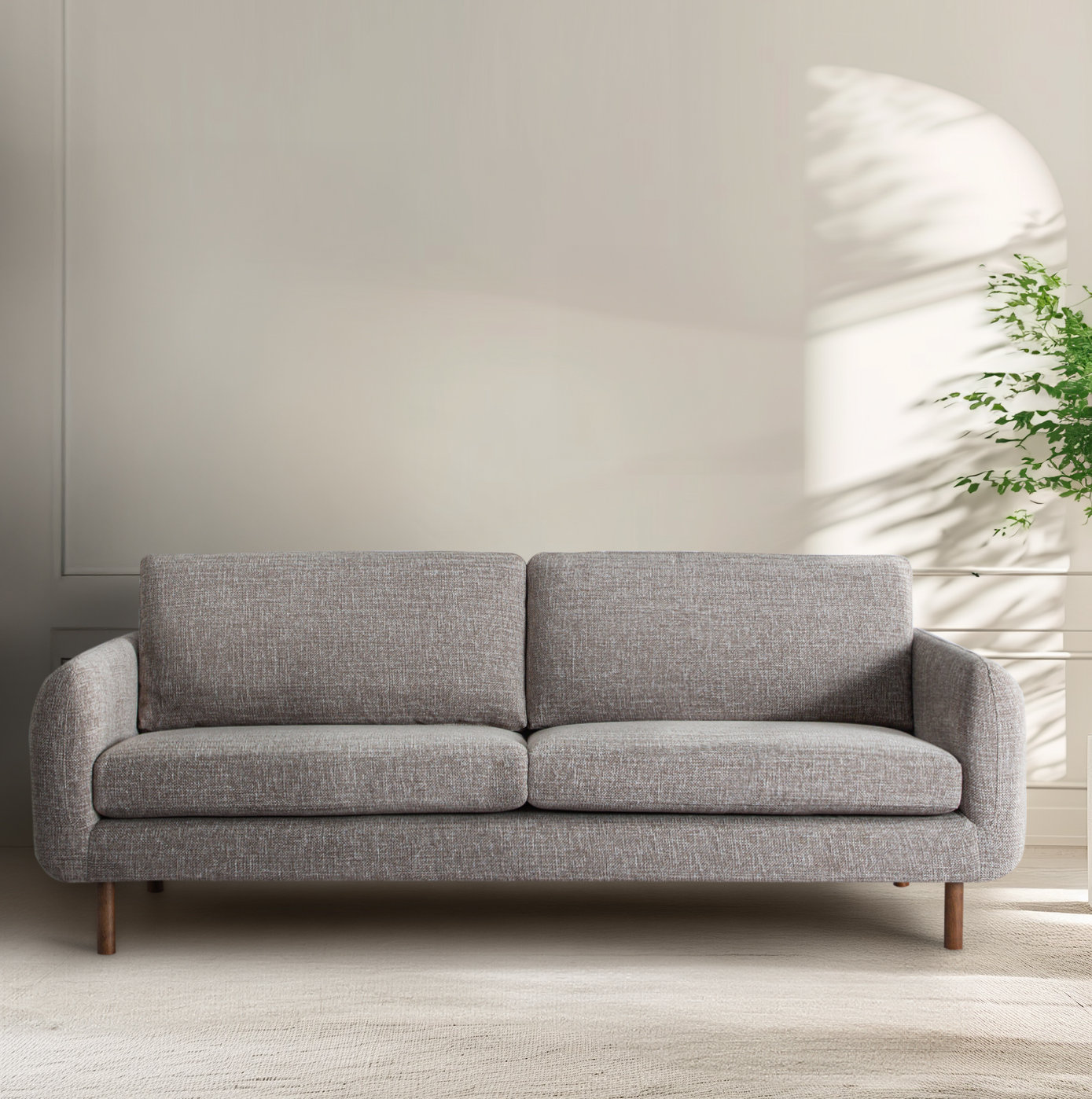 Leno 86" Velvet Sofa, Taupe Performance Chenille