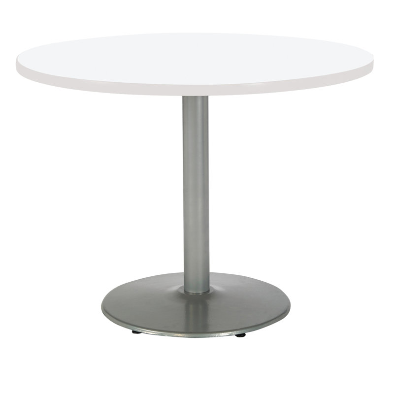 Mode Round Breakroom Dining Table, Designer White, 29" H x 42" L x 42" W, Silver