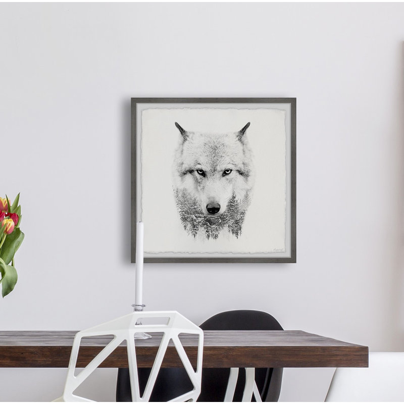 White Wolf - Single Picture Frame Print, 81cm H x 81cm W x 3.81cm D