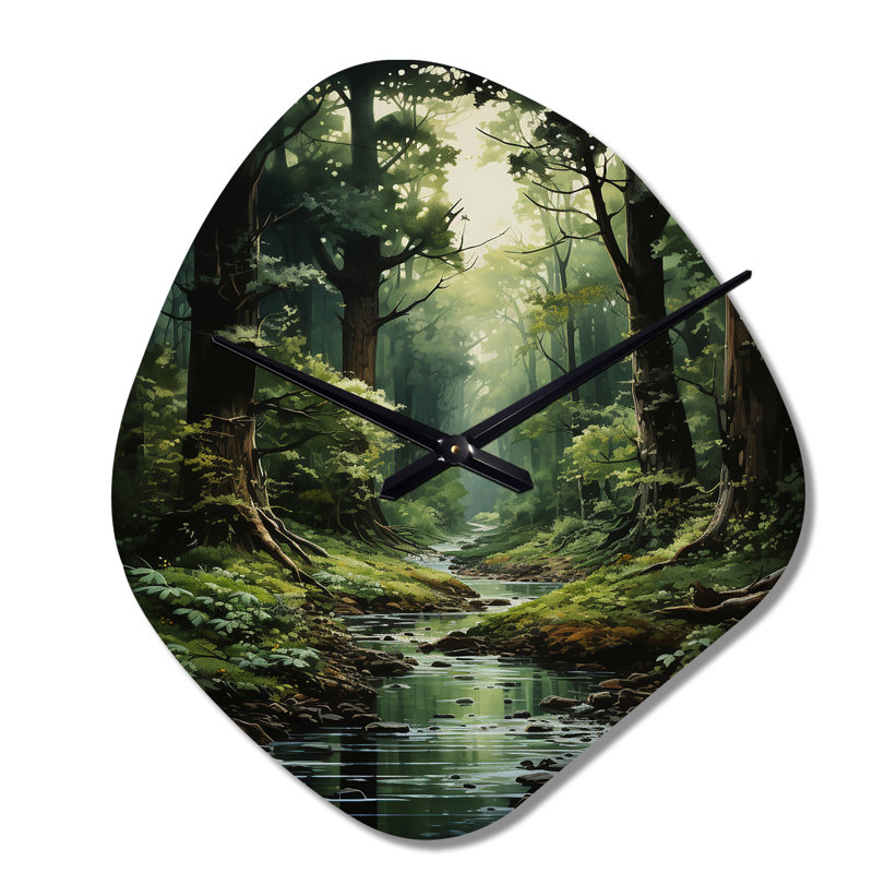 Iancu River Into Enchanted Woods I - Forêt, horloge murale en métal, Grand