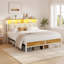 Metal Bed Frame with Upholstered Storage Headboard-34867538-34867539