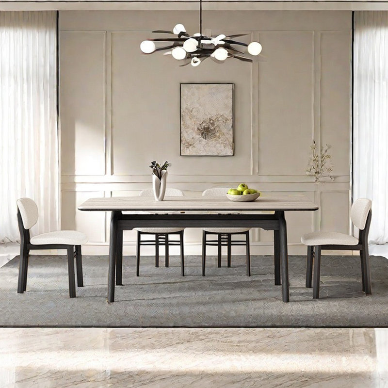 French style retro rectangular dining table sets, 29.53"H x 59.06"L x 31.5"W