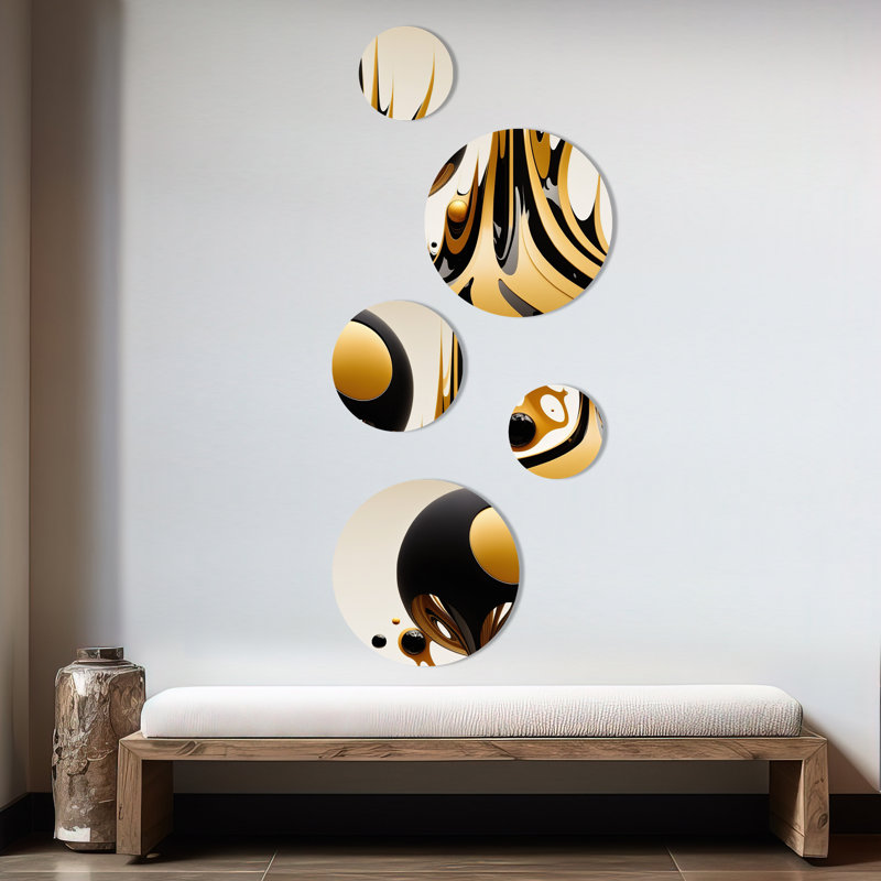 Ensemble de 5 décorations murales 5 Rising Gold II
