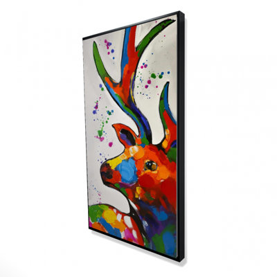 " Abstract Colorful Deer With Paint Splash "