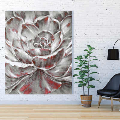 Gray and Pink Flower - Floral Canvas for Home Decor