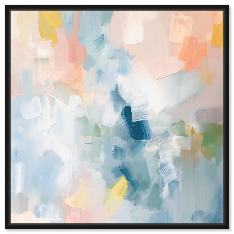 «Estatico I», toile de couleur moderne abstraite par Art Remedy, Cadre flottant noir, H 21 po x l 21 po x P 1,8 po