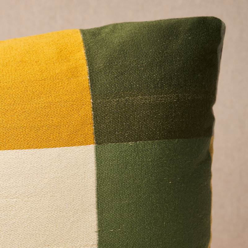Schumacher x David Kaihoi Embroidered Tile Pillow