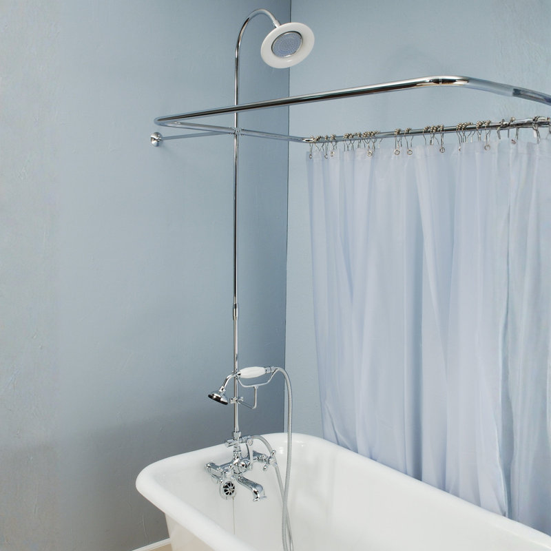 Ensemble de douche à baignoire sur pattes avec douche à main Clawfoot, Laiton satiné