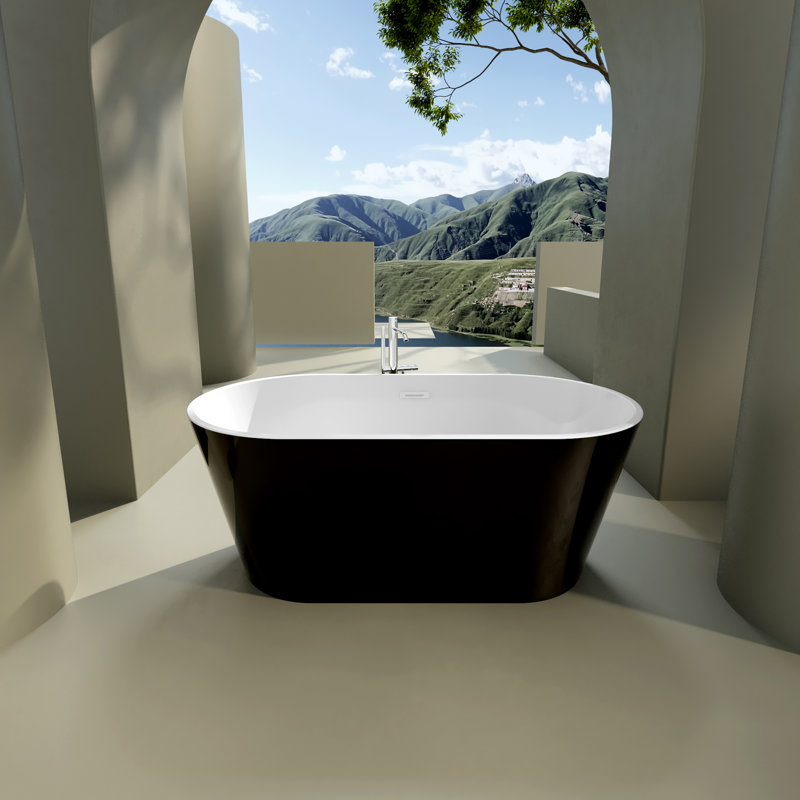 59'' x 31.1'' Freestanding Soaking Acrylic Bathtub