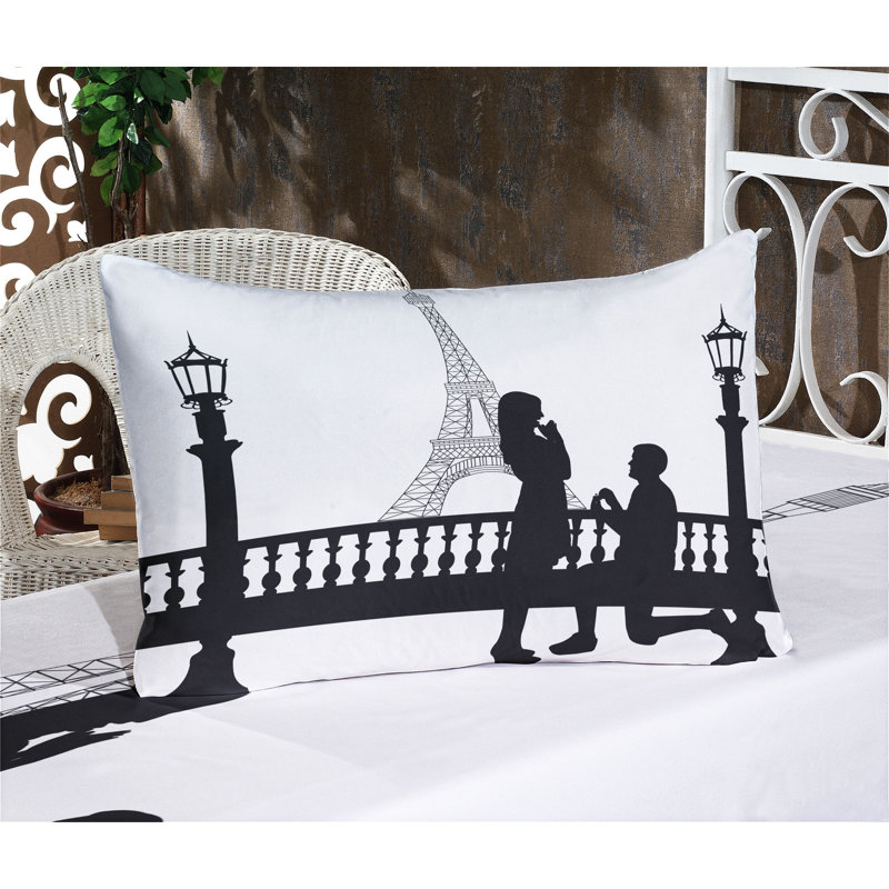 Ensemble de draps et taies décoratives noir et blanc Ambesonne, Ensemble de draps pour grand lit + 1 drap-housse +