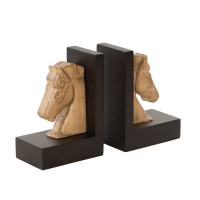 Wood Horse Bookends