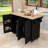 Mid-Century Modern Rolling Kitchen Island with Adjustable Storage-1251378927