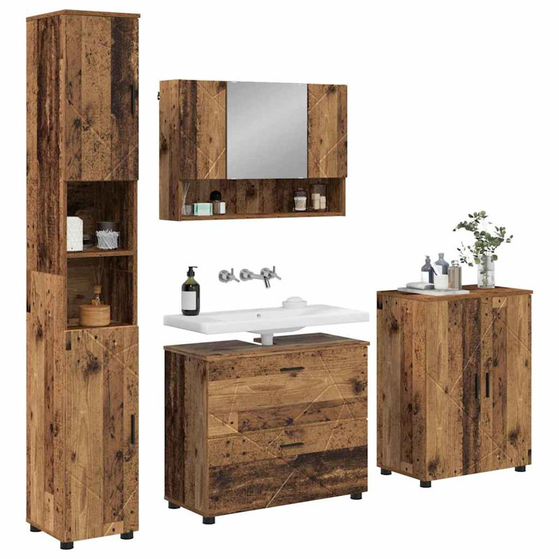 Bathroom Storage Furniture Set, Old Wood