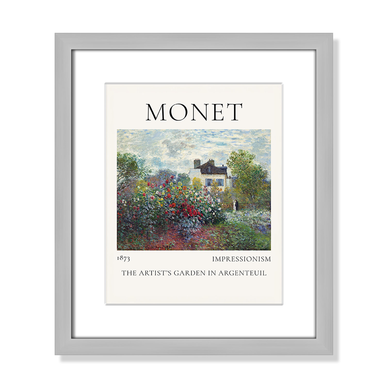 Old Masters Collection "Artists Garden in Argenteuil" Print, Yes, 15" H x 13" W x 1.25" D, Silver Single Picture Frame
