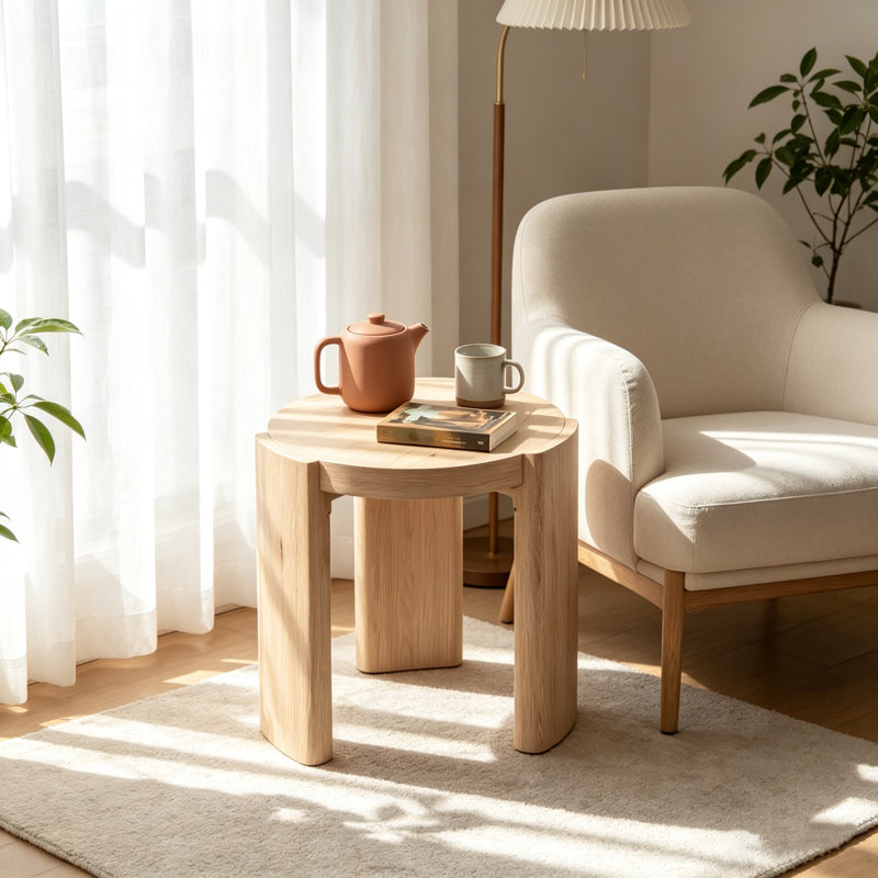 Modern Style Natural Finish Round Dining Table