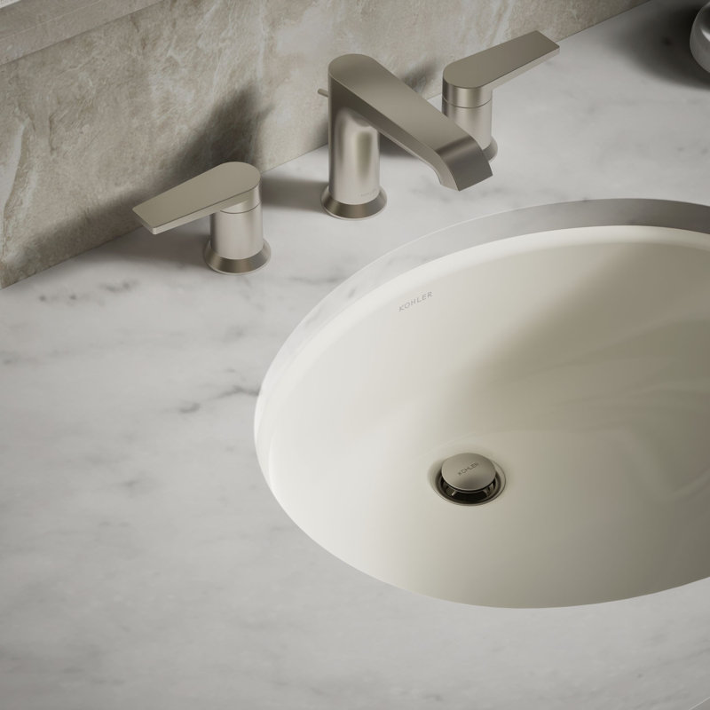 Caxton® Vitreous China Oval Undermount Bathroom Sink with Overflow, Honed White