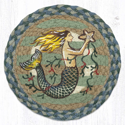 Dessous-de-plat rond imprimé - Hot Pad 10 po x 10 po en jute tressé