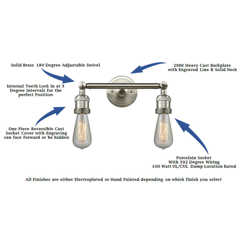 Antinette 2 - Light Dimmable Vanity Light, Matte White, Brushed Satin Nickel