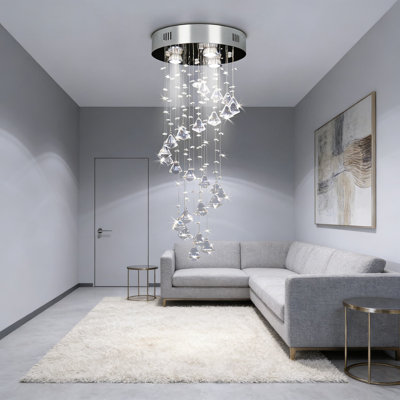 Luminaire de plafond en cristal moderne en forme de goutte d'eau en forme de goutte d'eau en forme de goutte d'eau pour une entrée de la salle à manger, des ampoules GU10 à 3 lumières non incluses