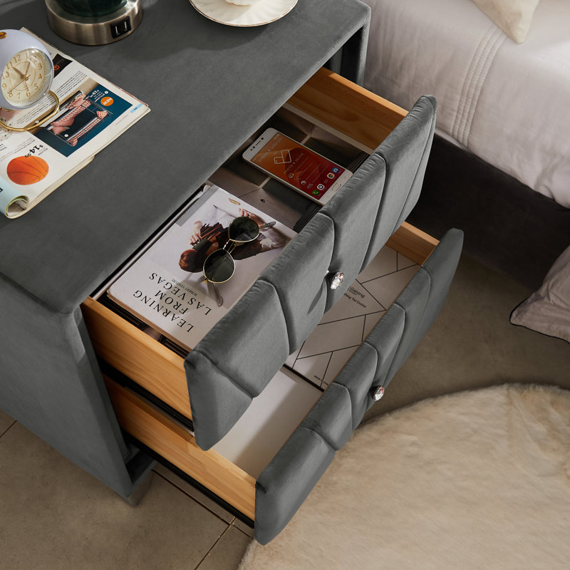 Table de chevet moderne Mid Century, Gris