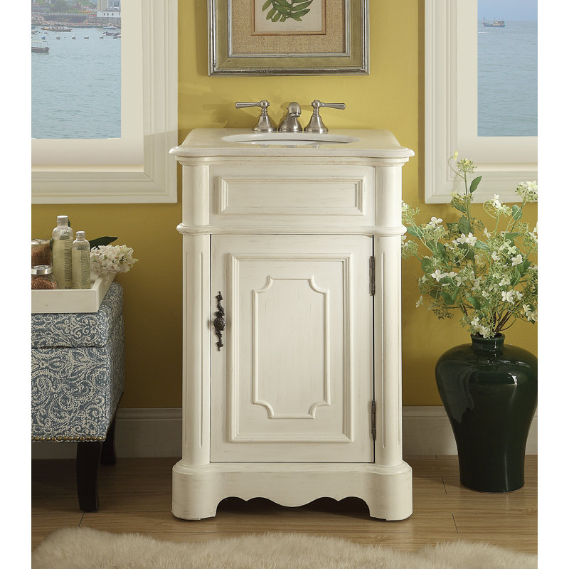 Rimini 21 " W Freestanding Standard Free Standing Single Double With Marble Top