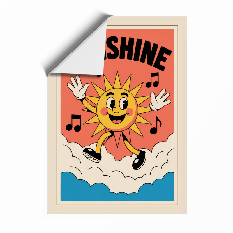 Sunshine Smiles Retro - Framed Print, A4 - 29.7 x 21.0 cm, Unframed
