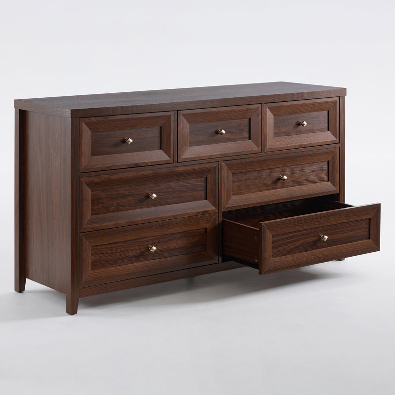 Cleckheat 60'' W 7-Drawer Dresser, Mahogany Brown