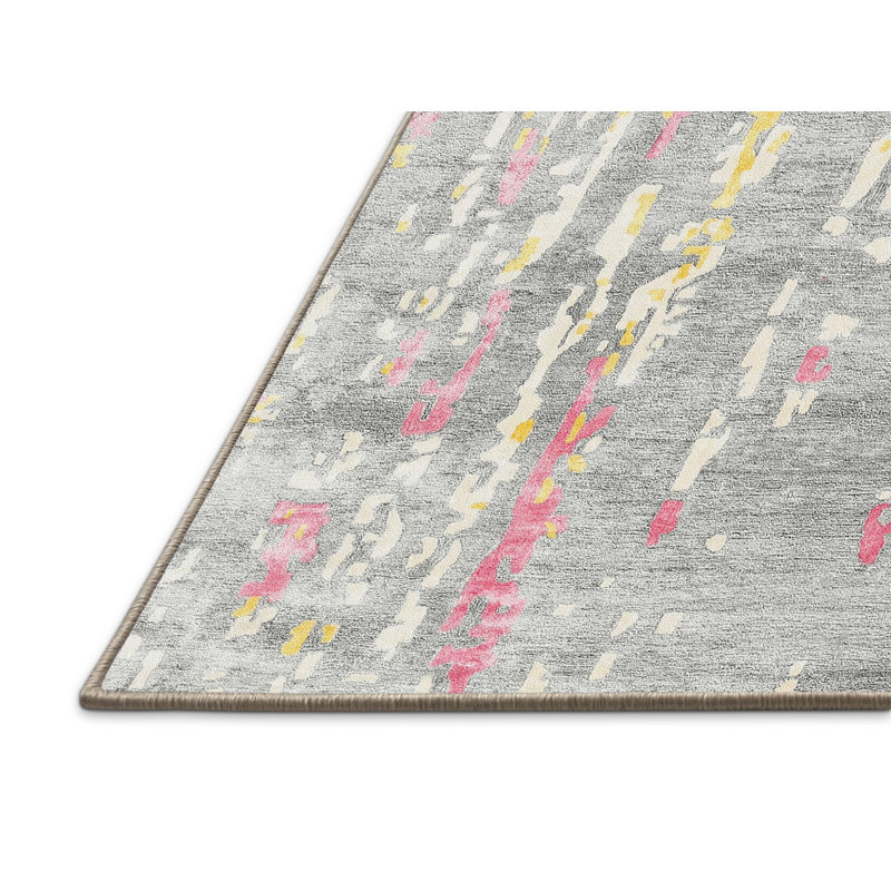 Tapis abstrait beige / gris / rose, Rectangle 2 pi x 4 pi