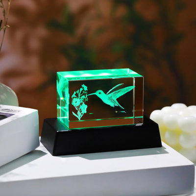 Crystal Hummingbird Gifts For Women Man, Laser Engraved 3D Hummingbird Figurines For Animal Lovers, Hummingbirds Decor For Home Party