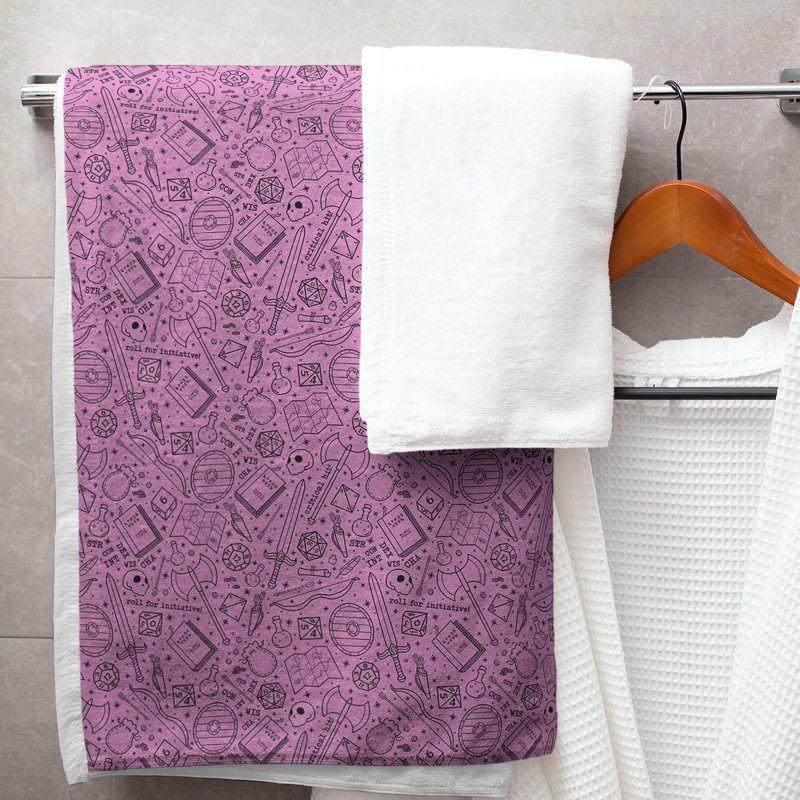 Serviette de bain classique, Rose/noir