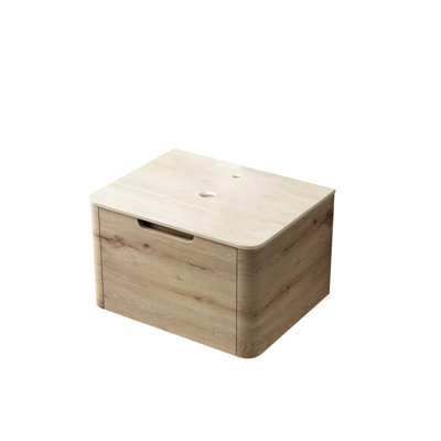 Armoire de salle de bain à un tiroir en chêne blanc 7070 avec motif fritté de 24 po et style moderne, hauteur de 15,11 po, fermeture en douceur, couvercle de lavabo sans robinet, contreplaqué avec plateau, tiroir, hauteur