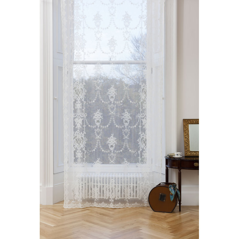 Landreneau Cotton Blend Sheer Curtain Single Panel, Ivory, 150 W x 320 D cm