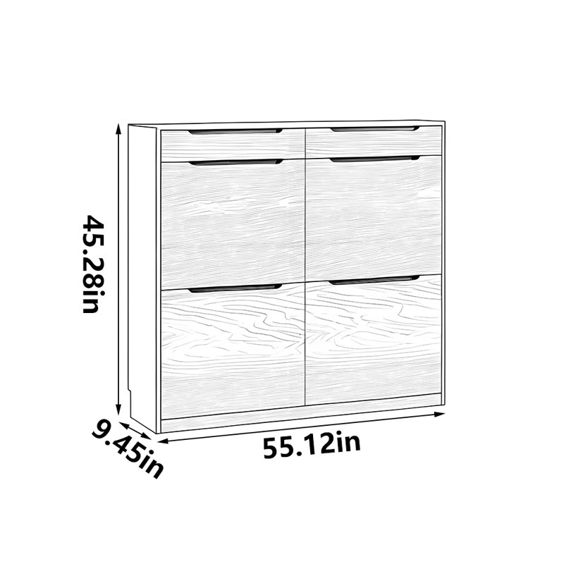 Armoire de rangement pour chaussures, H 45,28 po x l 55,12 po x P 9,45 po