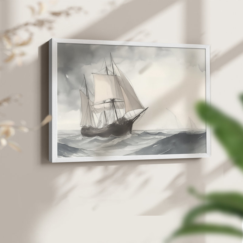 Série nautique-XXXIII - Reproduction encadrée - Restickable, H 22 po x l 28 po, Blanc