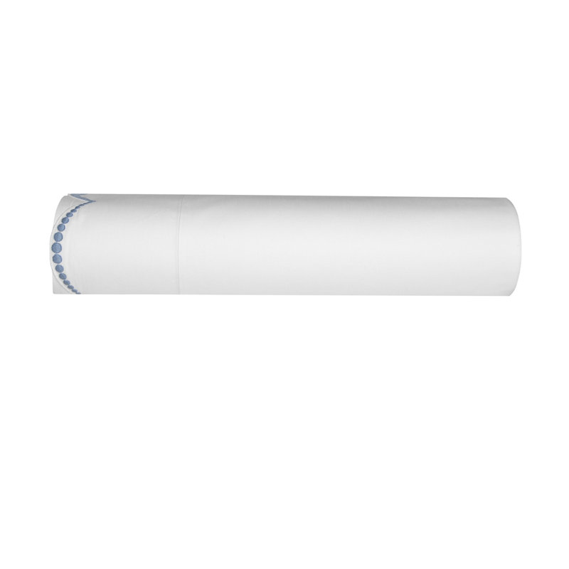 Nazaré 100% Cotton Percale Sheet Set, white-french blue, King