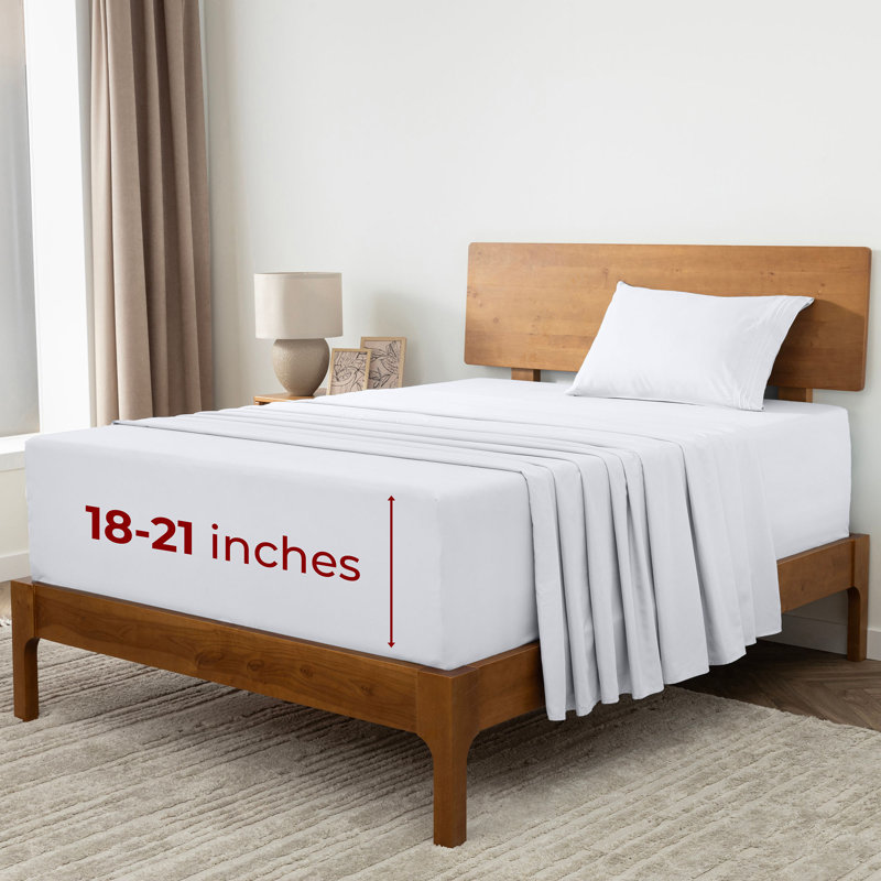 Ensemble de draps Mellanni 1800, Ensemble de draps pour taille de lit simple TG ave, Blanc
