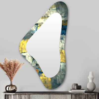 Foweler Southern Sunrise Abstract Expressionism II - Abstract Collages, miroir de forme unique, miroir mural asymétrique jaune
