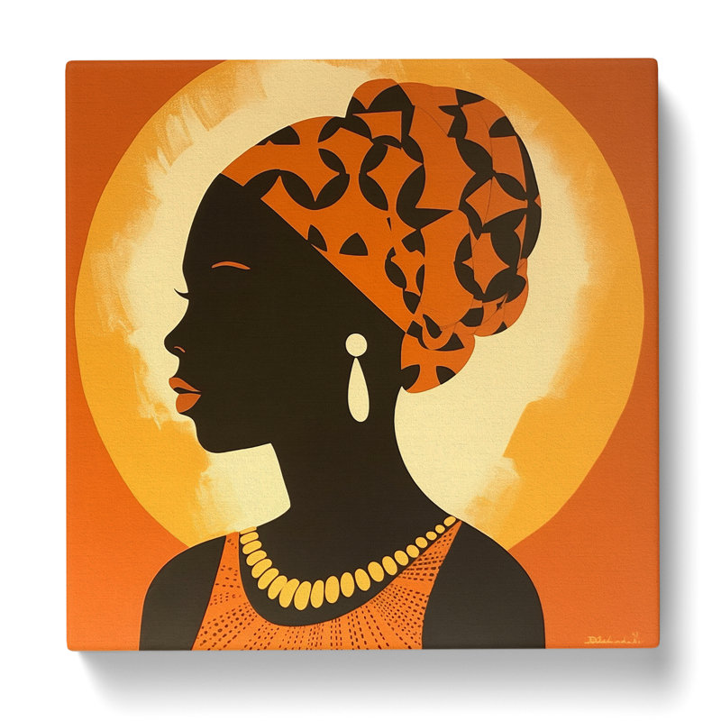 African Woman Mid-Century No.2 - Wrapped Canvas - Framed Print, 35cm H x 35cm W x 3cm D