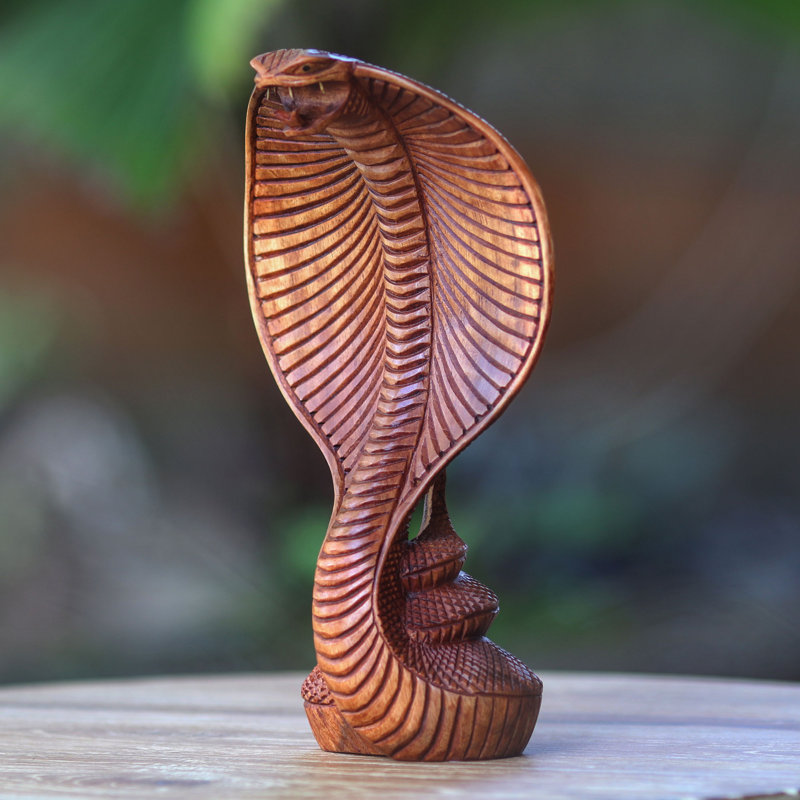 Cobra Snake Wood Sculpture 