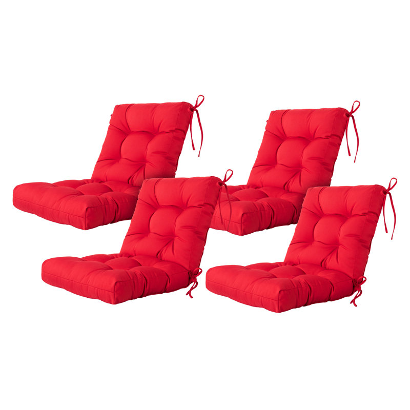 Red Polyester Outdoor Chair Cushions Set of 4