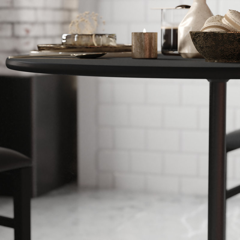 Table basse en bois avec colonnes Marrel, H 42 po x L 36 po x l 36 po, Noir, Noir