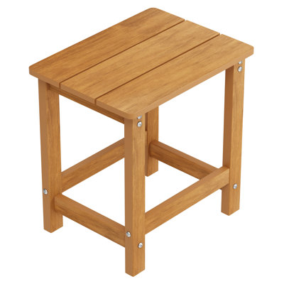 16.1" W x 12.2" D x 16.7" H HIPS Outdoor Side Table , Durable Weather Resistant Patio Side Table for Adirondack Chairs, 200Lbs Load Bearing Square Small Outdoor Table for Backyard, Pool, Patio, Porch, Garden, Lawn, Relaxing Companion, Teak