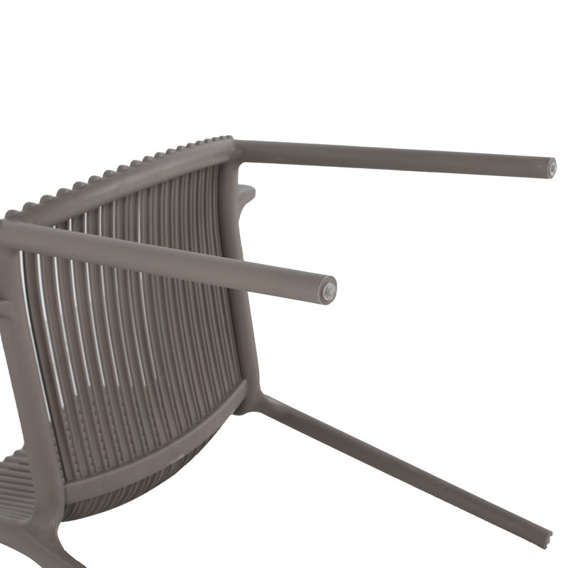 Ensemble de salle à manger 5 pièces intérieur / extérieur, 4 fauteuils empilables en PP et longue table moderne blanche de 55 pouces